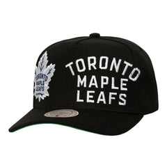 Toronto Maple Leafs Mitchell & Ness Busted Logo Wordmark Wrap-Around Pro Pinch Adjustable Hat - Black Hats