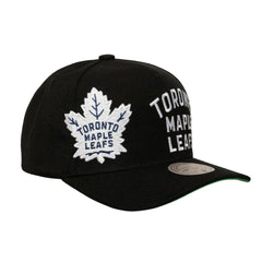 Toronto Maple Leafs Mitchell & Ness Busted Logo Wordmark Wrap-Around Pro Pinch Adjustable Hat - Black Hats