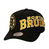 Boston Bruins Mitchell & Ness Busted Logo Wordmark Wrap-Around Pro Pinch Adjustable Hat - Black Hats