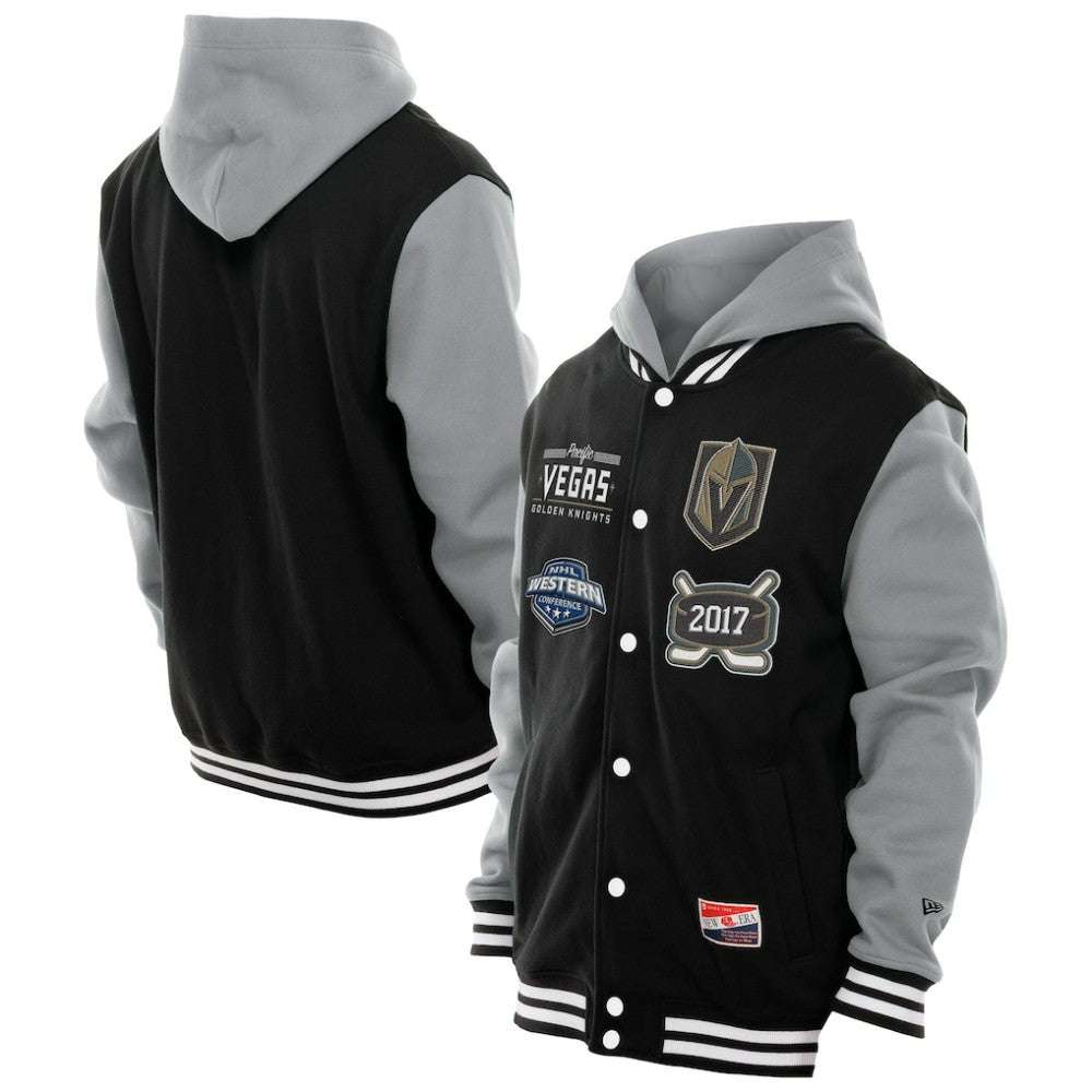 Vegas Golden Knights New Era Full-Snap Fleece Hoodie Jacket - Black/Grey Hoodies