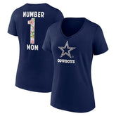 Dallas Cowboys Women's Floral Number 1 Mom V-Neck T-Shirt - Navy for sale