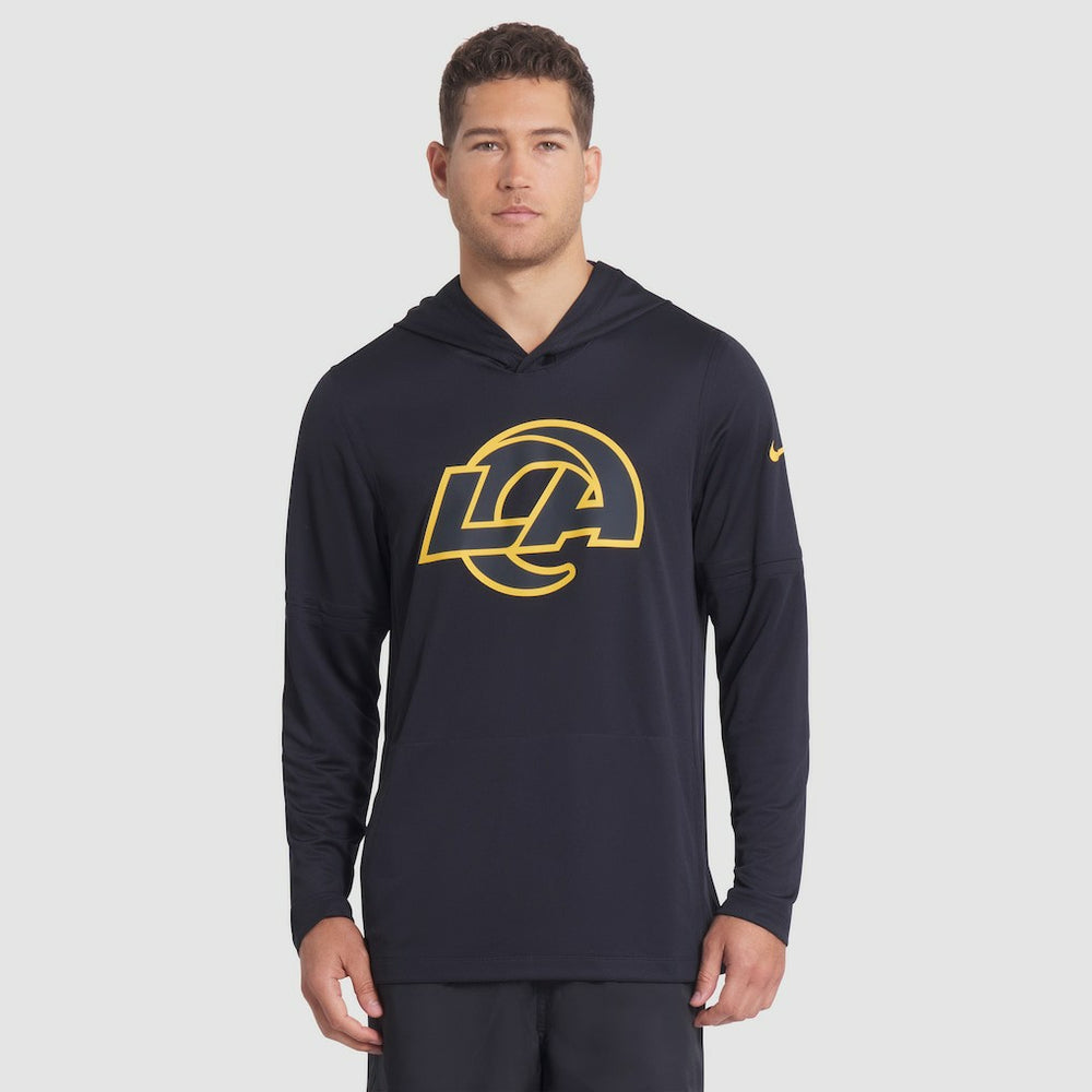 Los Angeles Rams 2025 Rivalries Collection Sideline Dri-FIT Long Sleeve Hoodie T-Shirt - Midnight Blue for sale