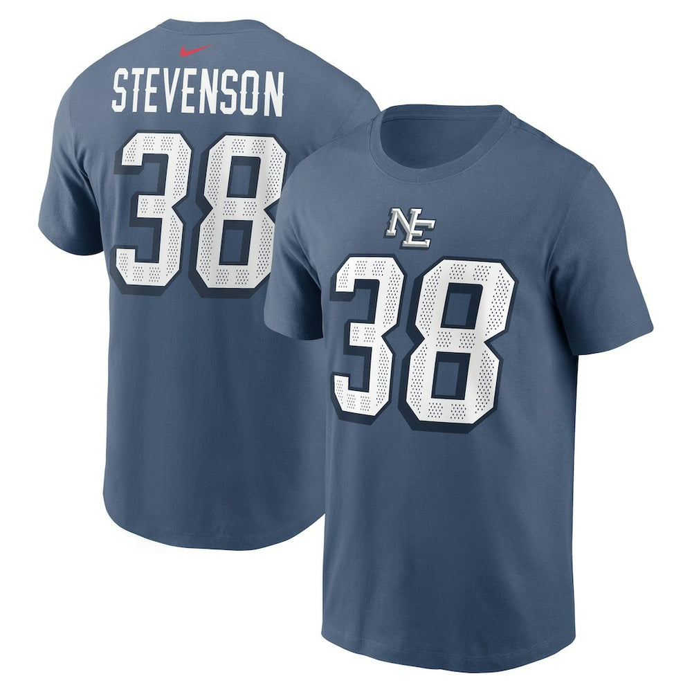 Rhamondre Stevenson New England Patriots 2025 Rivalries Collection Player Name & Number T-Shirt - Storm Blue for sale