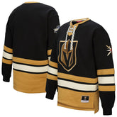 Vegas Golden Knights Mitchell & Ness Women's Heritage Lace-Up Pullover Sweatshirt - Black Sweatshirts
