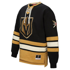 Vegas Golden Knights Mitchell & Ness Women's Heritage Lace-Up Pullover Sweatshirt - Black Sweatshirts