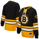 Boston Bruins Mitchell & Ness Women's Heritage Lace-Up Pullover Sweatshirt - Black Sweatshirts