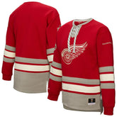 Detroit Red Wings Mitchell & Ness Women's Heritage Lace-Up Pullover Sweatshirt - Red Sweatshirts