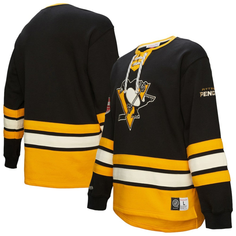Pittsburgh Penguins Heritage Lace-Up Pullover Sweatshirt - Black Sweatshirts