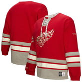 Detroit Red Wings Heritage Lace-Up Pullover Sweatshirt - Red Sweatshirts