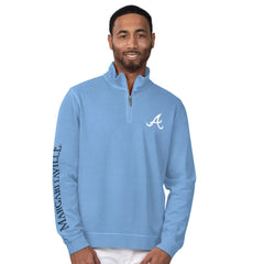 Atlanta Braves Margaritaville First Pitch Quarter-Zip Pullover Top Light Blue