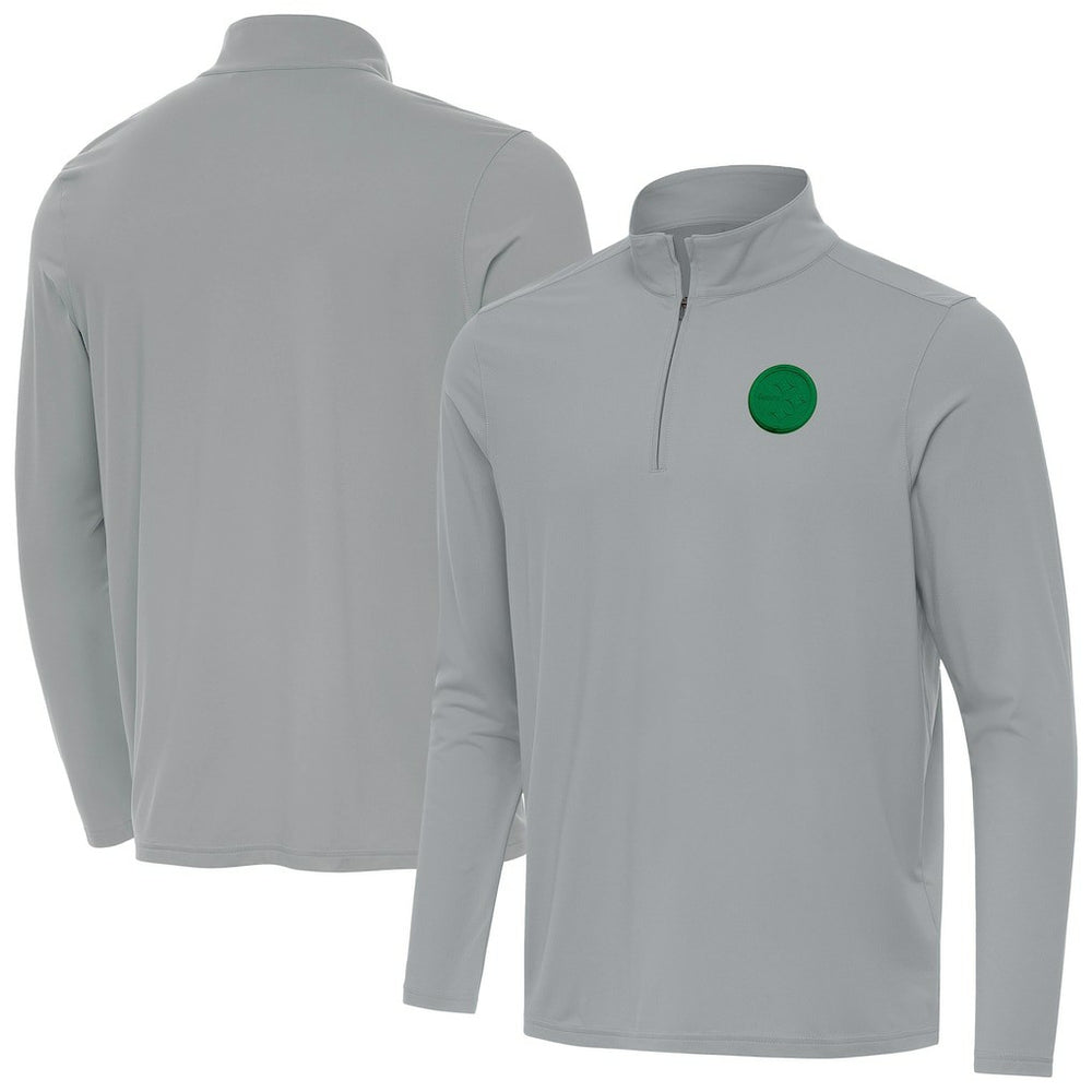 Pittsburgh Steelers Antigua St Patrick Day Intent Quarter-Zip Pullover Top - Gray sale