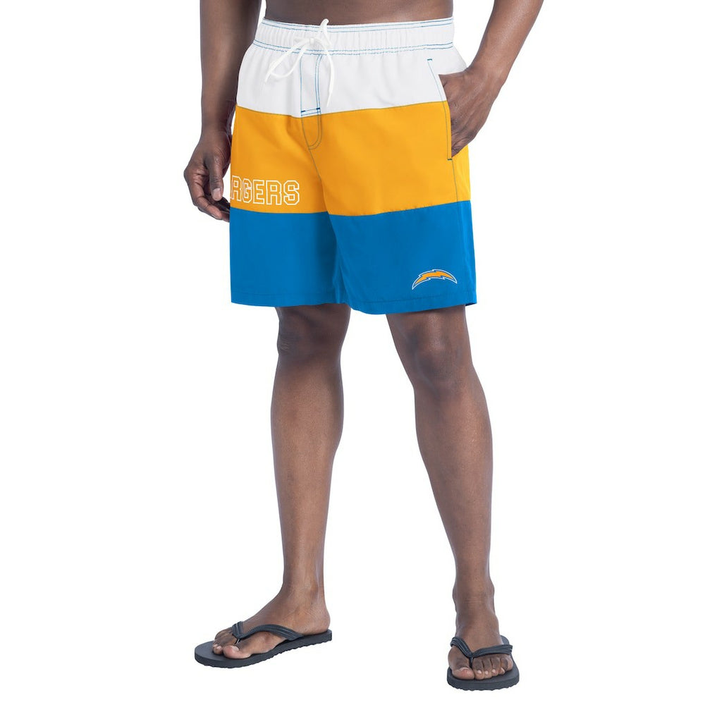 Los Angeles Chargers G-III Sports by Carl Banks Sunrise Volley Swim Shorts - Powder Blue/Gold cheap