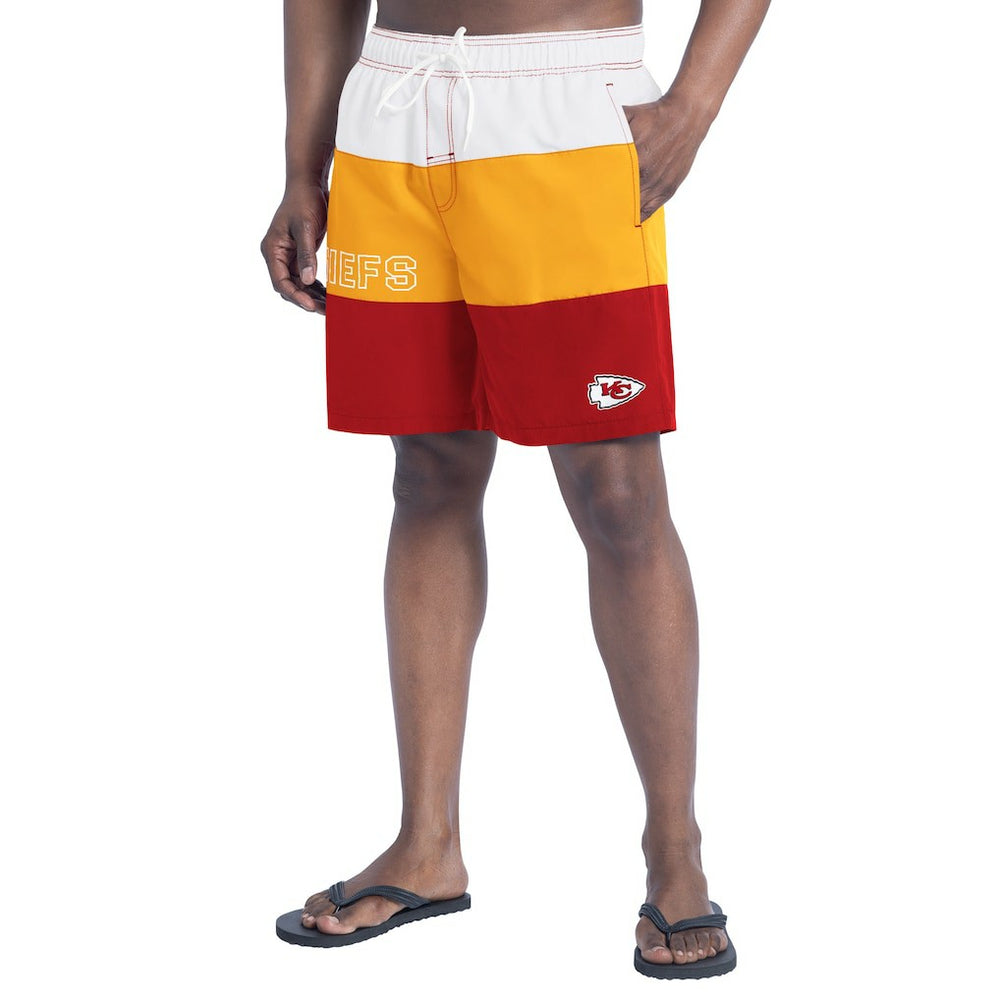 Kansas City Chiefs G-III Sports by Carl Banks Sunrise Volley Swim Shorts - Red/Gold discount