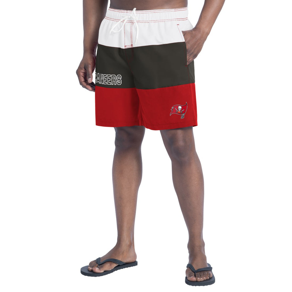 Tampa Bay Buccaneers G-III Sports by Carl Banks Sunrise Volley Swim Shorts - Red/Pewter for sale