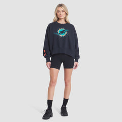Miami Dolphins Women's 2025 Rivalries Collection Oversized Phoenix Fleece Sweatshirt - Pitch Blue cheap