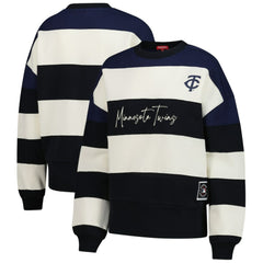 Minnesota Twins Women's Cooperstown Collection Blocked Fleece Pullover Sweatshirt- Navy/Black