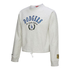 Los Angeles Dodgers Women's Cropped Toggle Pullover Sweatshirt Heather Gray
