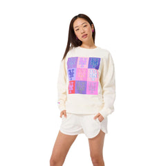 New York Mets Terez Women's Technicolor Oversized Pullover Sweatshirt Cream