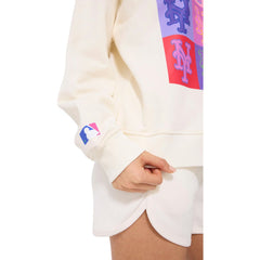 New York Mets Terez Women's Technicolor Oversized Pullover Sweatshirt Cream