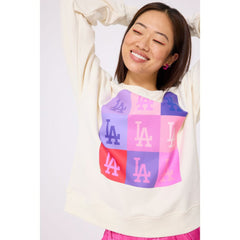 Los Angeles Dodgers Terez Women's Technicolor Oversized Pullover Sweatshirt Cream