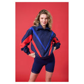 Philadelphia Phillies Terez Women's Ripstop Chevron Quarter-Zip Pullover Navy