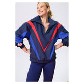 New York Yankees Terez Women's Ripstop Chevron Quarter-Zip Pullover Navy