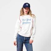 New York Yankees Terez Women's Baseball Stitch Pullover Sweatshirt Cream