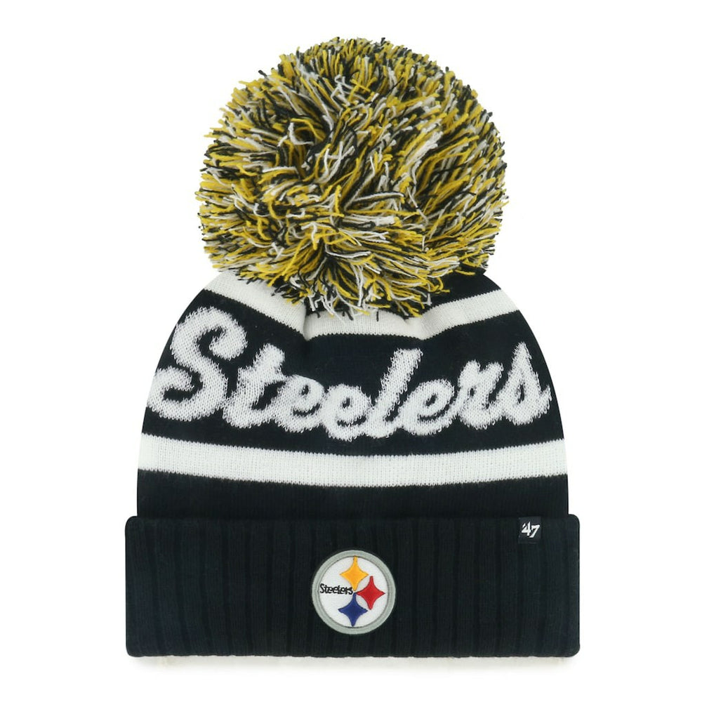 Pittsburgh Steelers '47 Women's Spirited Cuffed Knit Hat with Pom - Black discount