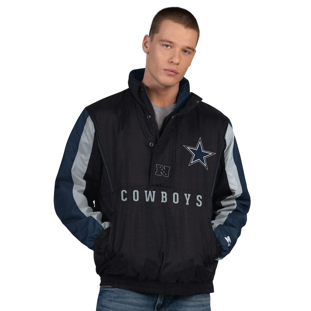 Dallas Cowboys Starter Thursday Night Gridiron Vintage Logo Half-Zip Jacket - Black for sale