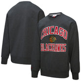 Chicago Blackhawks Mitchell & Ness Playoff Win Fleece Pullover Sweatshirt - Heather Charcoal Sweatshirts