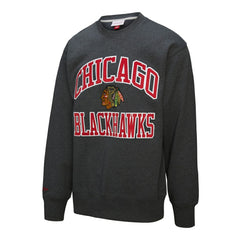 Chicago Blackhawks Mitchell & Ness Playoff Win Fleece Pullover Sweatshirt - Heather Charcoal Sweatshirts