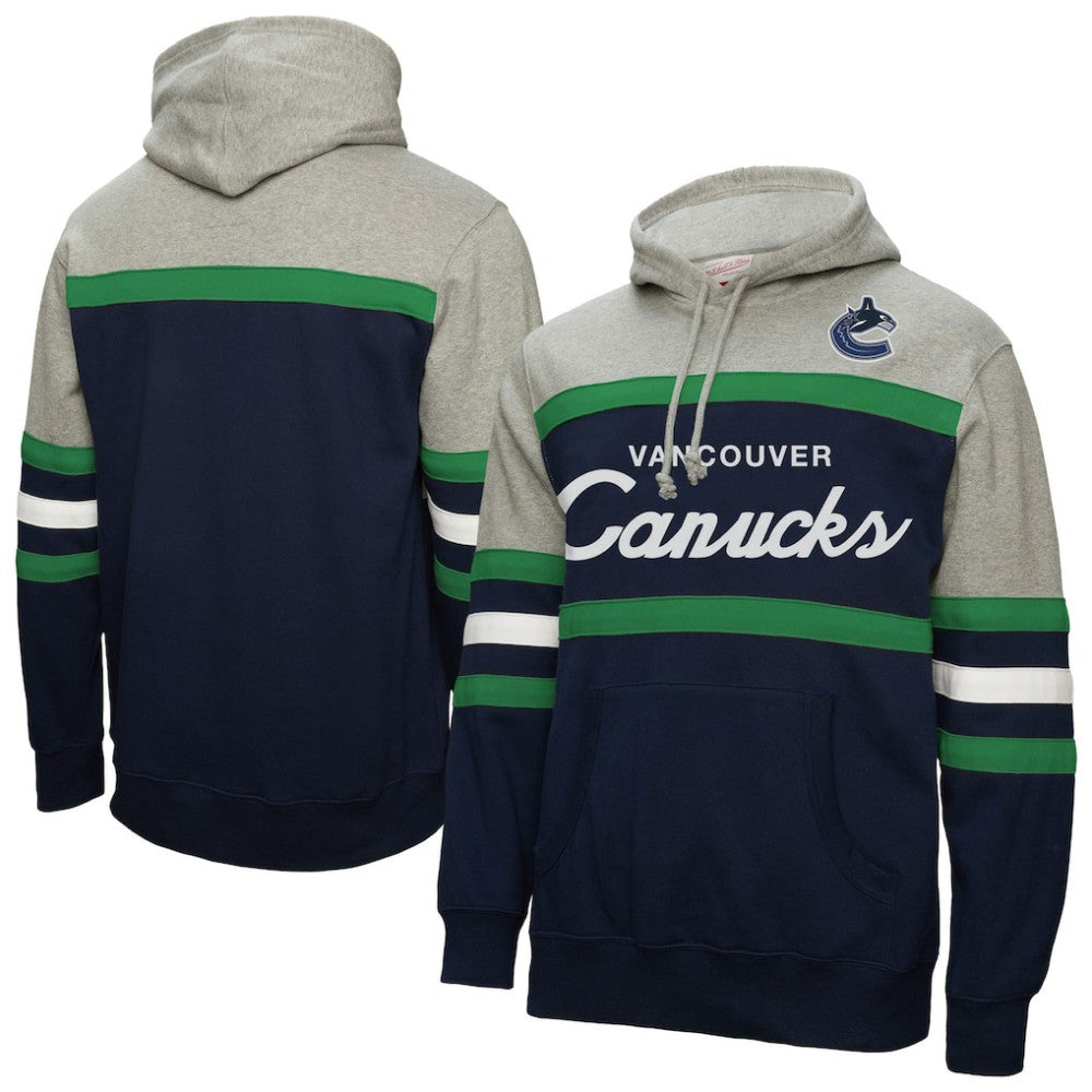 Vancouver Canucks Mitchell & Ness Head Coach Pullover Hoodie - Navy/Gray Hoodies