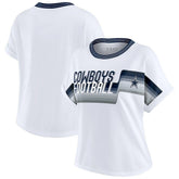 Dallas Cowboys WEAR by Erin Andrews Women's Cropped Center Stripe Dolman T-Shirt - White cheap