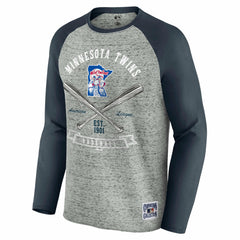 Minnesota Twins Darius Rucker Collection Raw Edge Raglan Long Sleeve Baseball T-Shirt Heather Gray