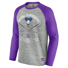 Arizona Diamondbacks Darius Rucker Collection Raw Edge Raglan Long Sleeve Baseball T-Shirt Heather Gray