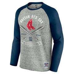 Boston Red Sox Darius Rucker Collection Raw Edge Raglan Long Sleeve Baseball T-Shirt Heather Gray