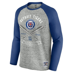 Detroit Tigers Darius Rucker Collection Raw Edge Raglan Long Sleeve Baseball T-Shirt Heather Gray
