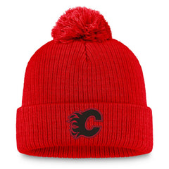 Calgary Flames Fanatics Women's Cuffed Knit Hat with Pom - Red Hats