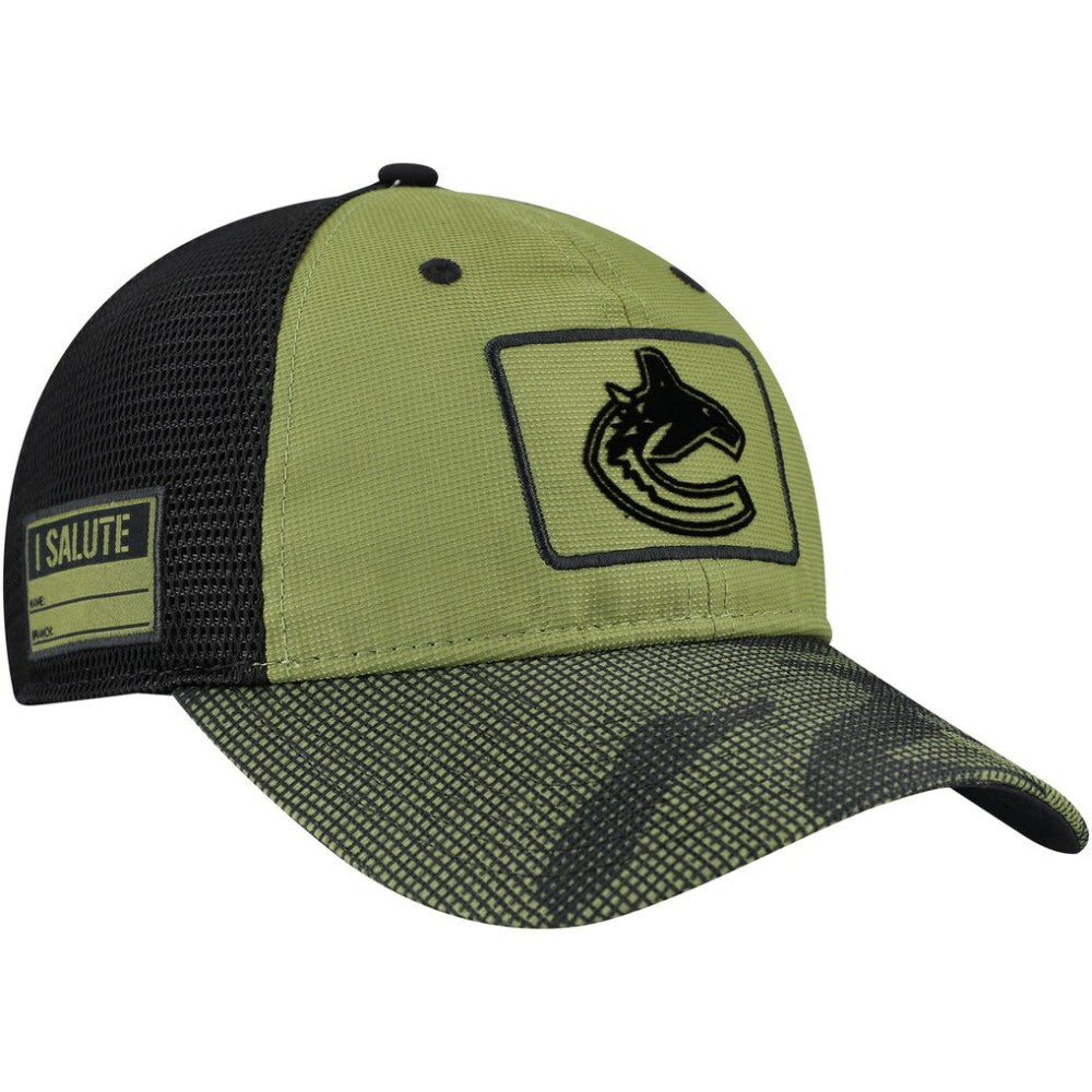 Vancouver Canucks Fanatics Military Appreciation Trucker Adjustable Hat - Olive Hats