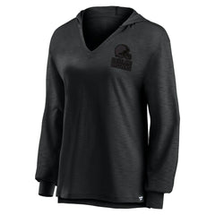 Cleveland Browns Women's Blackout Slub Hoodie V-Neck Long Sleeve T-Shirt cheap