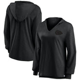 Kansas City Chiefs Women's Blackout Slub Hoodie V-Neck Long Sleeve T-Shirt for sale