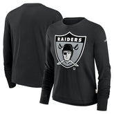 Las Vegas Raiders Women's Large Logo Cropped Long Sleeve Fashion T-Shirt - Black discount