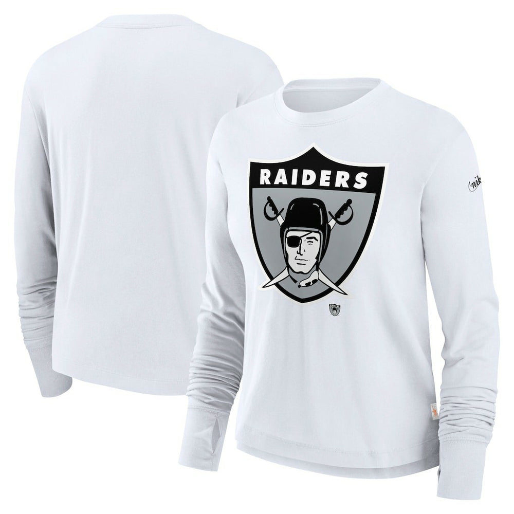Las Vegas Raiders Women's Large Logo Cropped Long Sleeve Fashion T-Shirt - White on sale