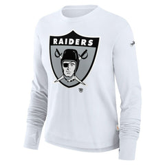 Las Vegas Raiders Women's Large Logo Cropped Long Sleeve Fashion T-Shirt - White on sale