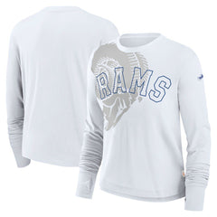 Los Angeles Rams Women's Layered Logo Cropped Long Sleeve Fashion T-Shirt - White for sale