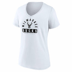 Milwaukee Bucks Women's Bench Warmer V-Neck T-Shirt - White cheap