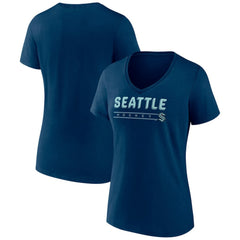 Seattle Kraken Fanatics Women's V-Neck T-Shirt - Deep Sea Blue T-shirts