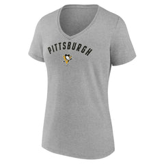 Pittsburgh Penguins Fanatics Women's V-Neck T-Shirt - Gray T-shirts