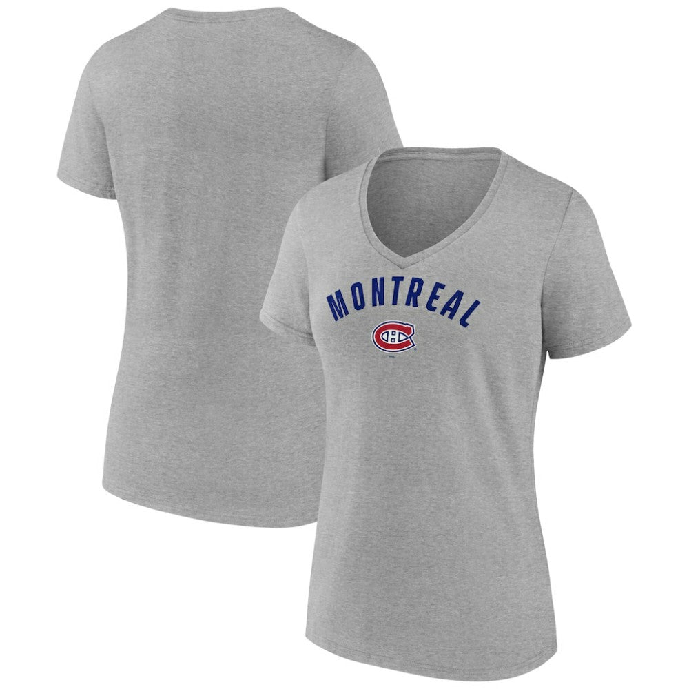 Montreal Canadiens Fanatics Women's V-Neck T-Shirt - Gray T-shirts