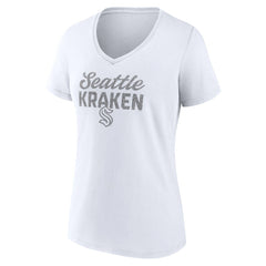 Seattle Kraken Fanatics Women's White Out V-Neck T-Shirt T-shirts